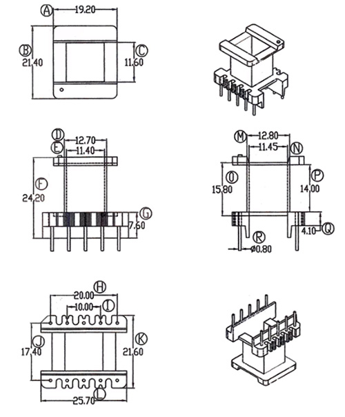 EI30 vertical 5+5 pin bobbin