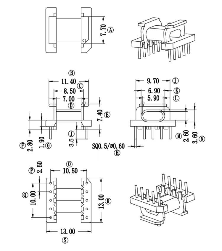 EPC13 horizontal 5+5 pin.5