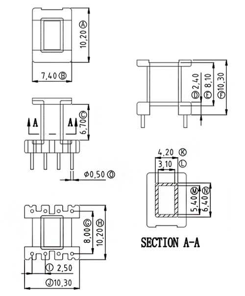 ee10 transformer bobbin circuit diagram