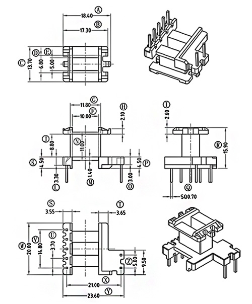 ee19-10 transformer bobbin circuit diagram size