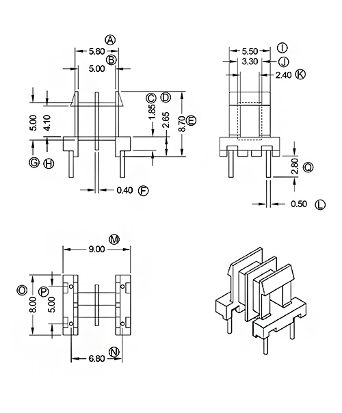 ee8.3 transformer bobbin circuit size